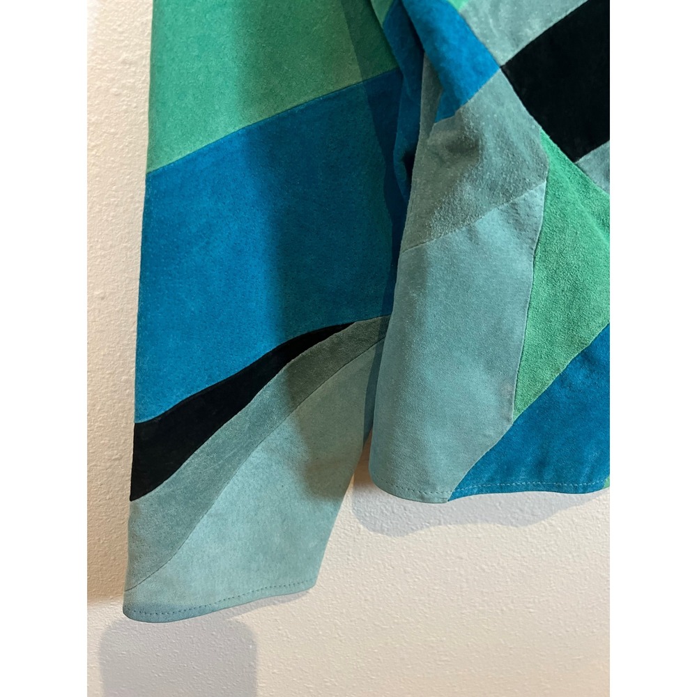 VTG Patchwork Patchwork Suede Leather Jacket Crop… - image 5